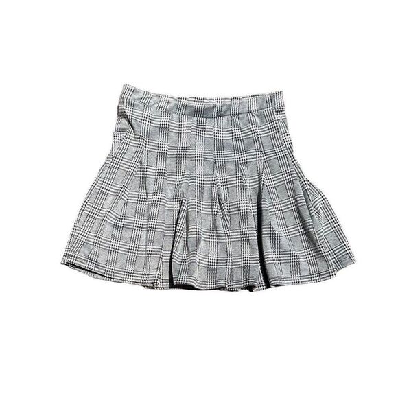 ORIGINALITY Black & White Pleated Mono Check Mini Skirt Size Large - Picture 1 of 3
